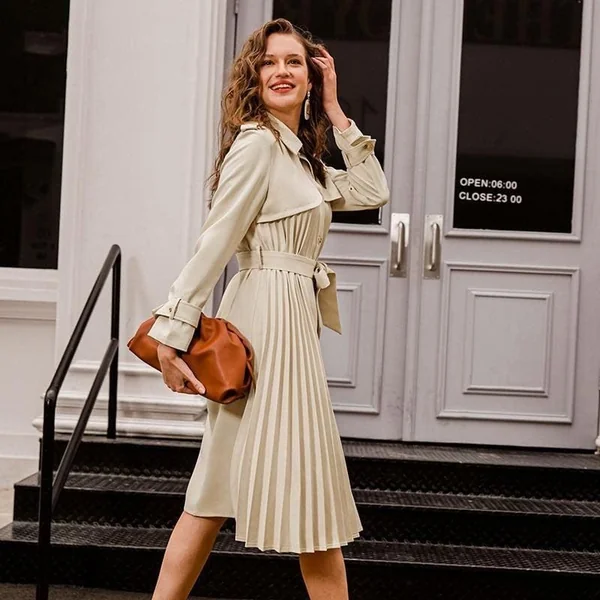 Manteau Long Bohème Plissé