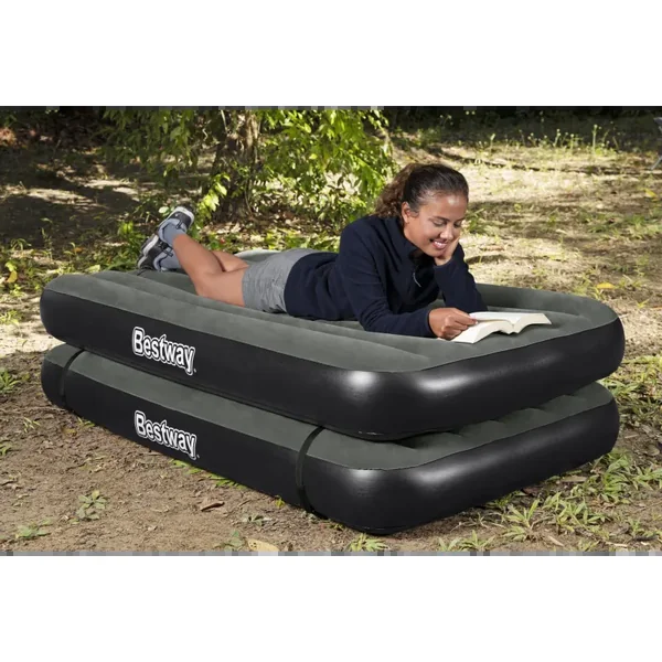 Matelas gonflable 2 personnes 188 x 99 x 25 cm lits jumeaux 3 en 1