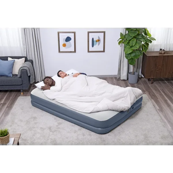 Matelas gonflable 2 personnes avec pompe rechargeable 203x152x36cm