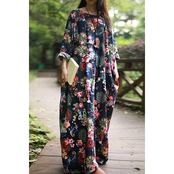 Maxi Robe Longue à Fleurs Style Bohème
