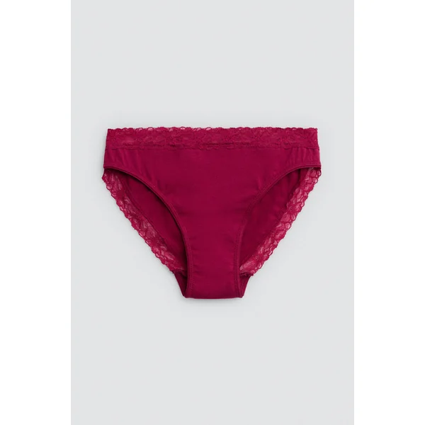 Mini culotte avec détails en dentelle grenat
