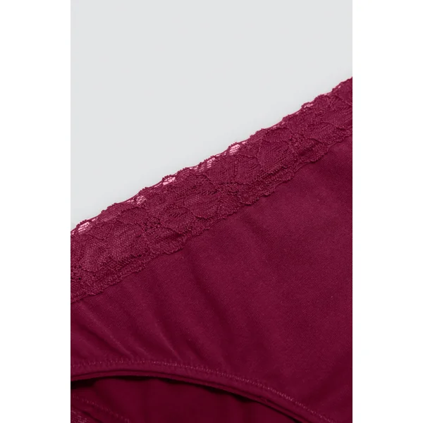 Mini culotte avec détails en dentelle grenat