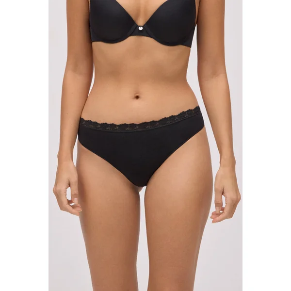 Mini culotte en coton avec dentelle noire