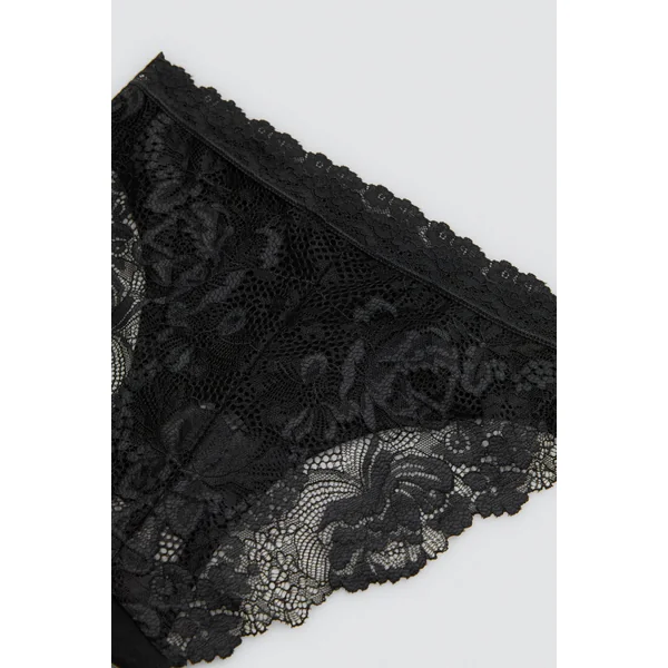 Mini culotte en coton avec dentelle noire