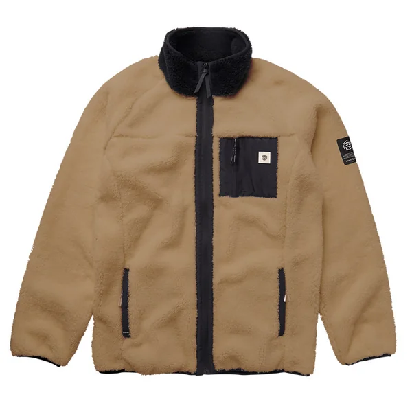 Mystic DTS Teddy Zip thru Sweat - Slate Brown - L