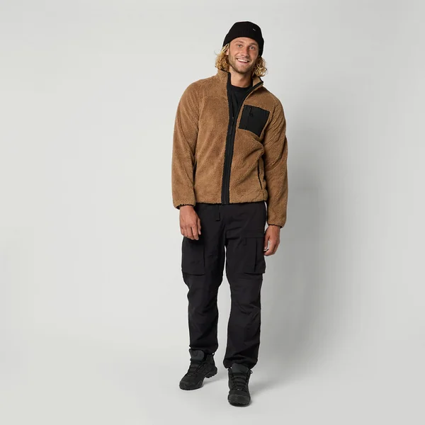 Mystic DTS Teddy Zip thru Sweat - Slate Brown - L