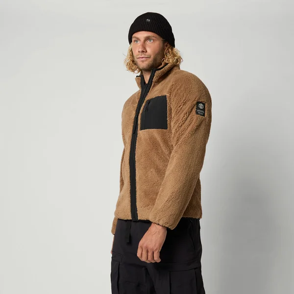 Mystic DTS Teddy Zip thru Sweat - Slate Brown - L