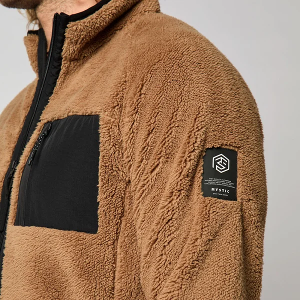 Mystic DTS Teddy Zip thru Sweat - Slate Brown - L