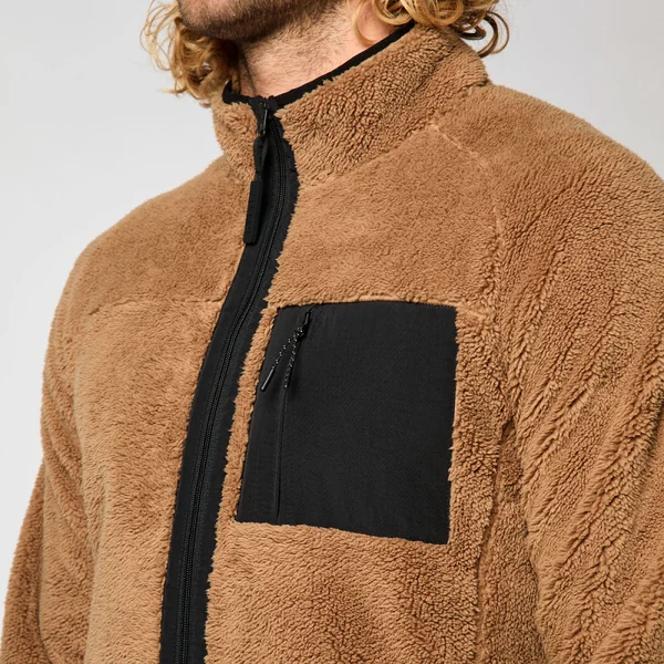 Mystic DTS Teddy Zip thru Sweat - Slate Brown - L