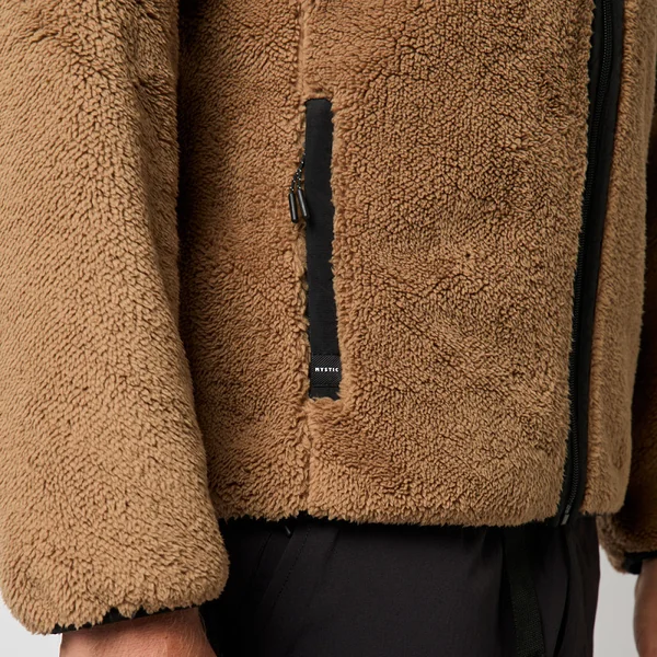Mystic DTS Teddy Zip thru Sweat - Slate Brown - L
