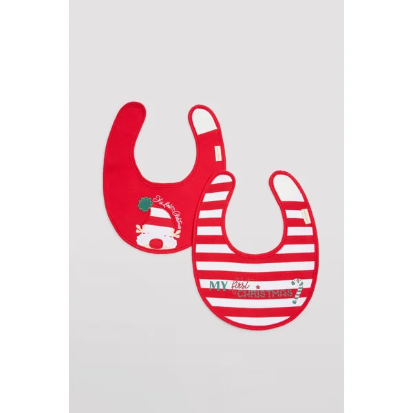 Pack de 2 bavoirs en coton naturel imprimés de Noël