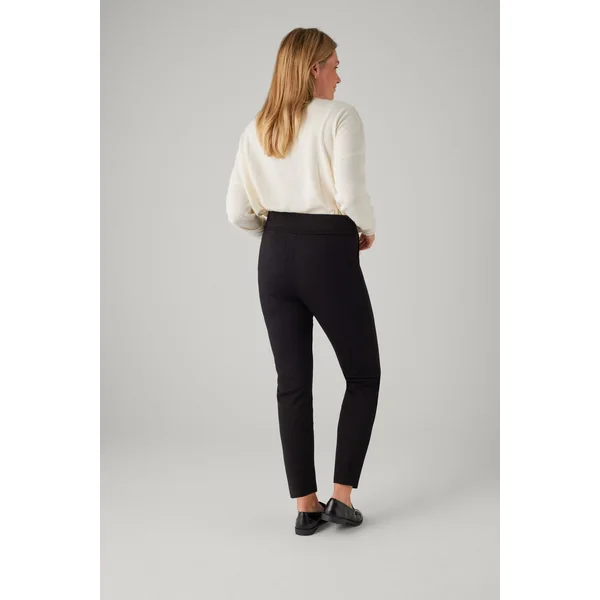 Pantalon droit avec détail bouton noir