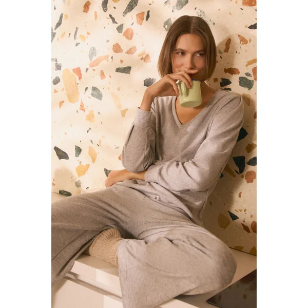 Pantalon droit gris extra confortable