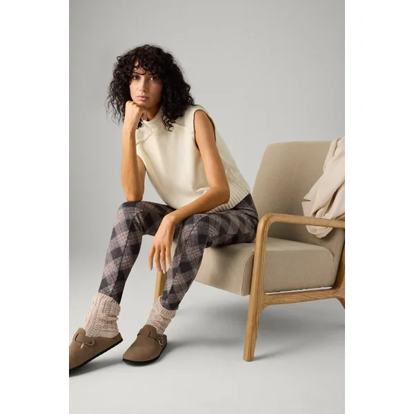 Pantalon imprimé à carreaux multicolores