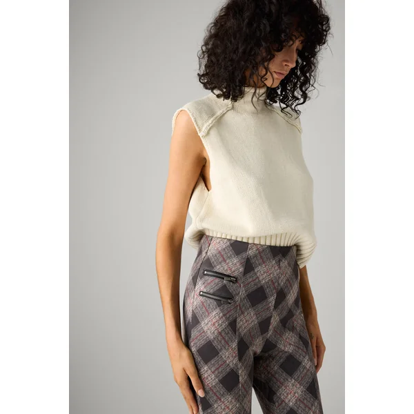 Pantalon imprimé à carreaux multicolores