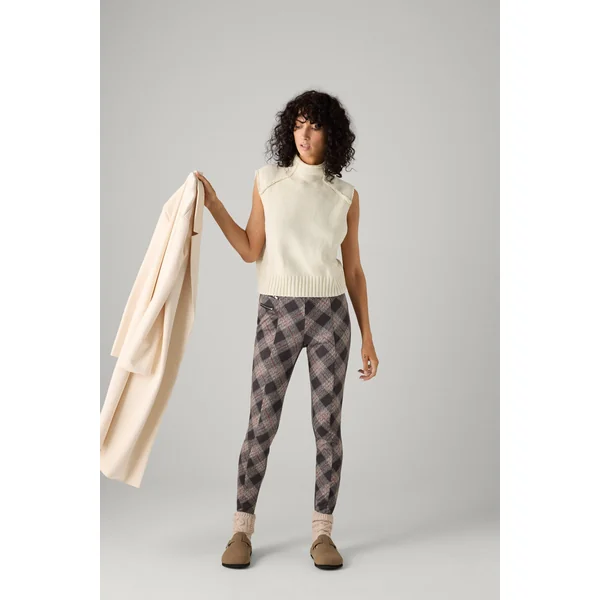 Pantalon imprimé à carreaux multicolores