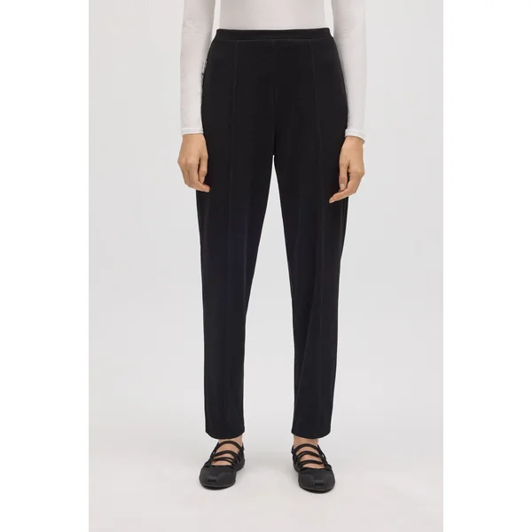 Pantalon noir effet velours côtelé