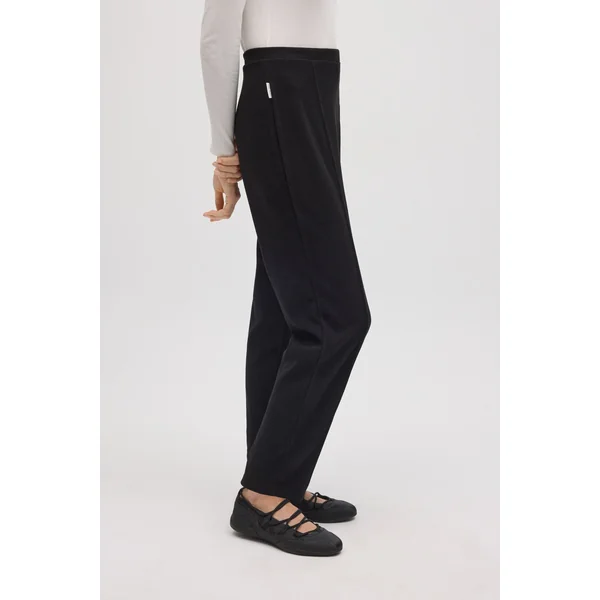Pantalon noir effet velours côtelé