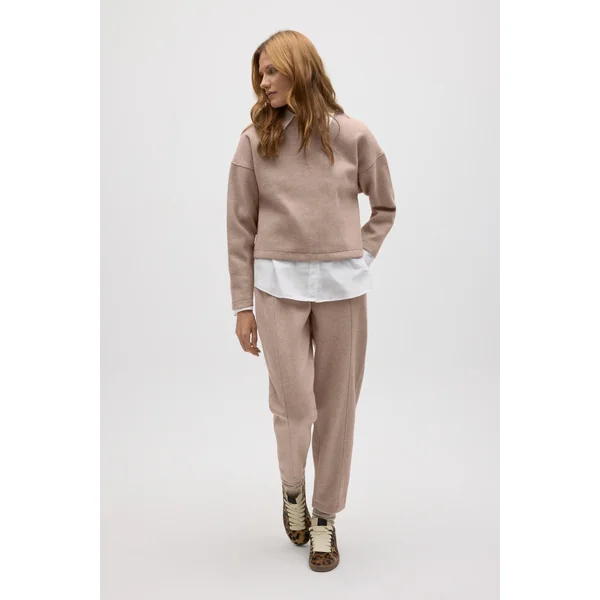 Pantalon slim chaud à structure marron