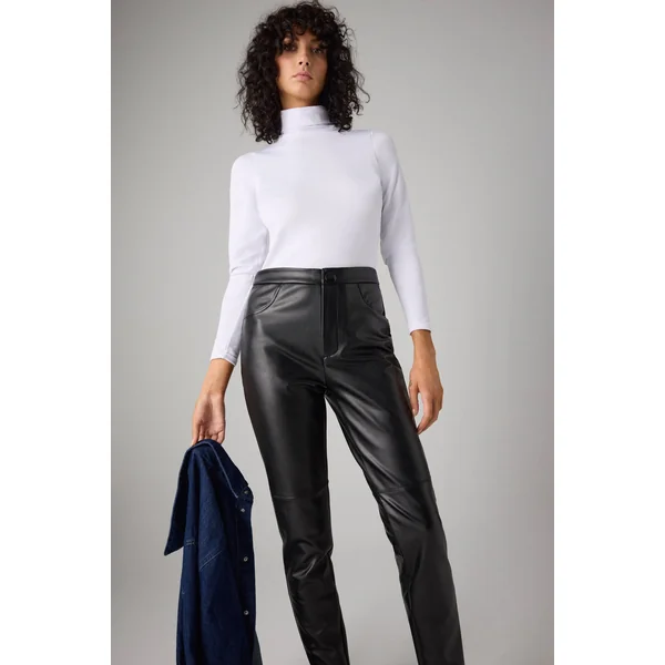 Pantalon thermique effet cuir noir