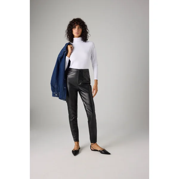 Pantalon thermique effet cuir noir