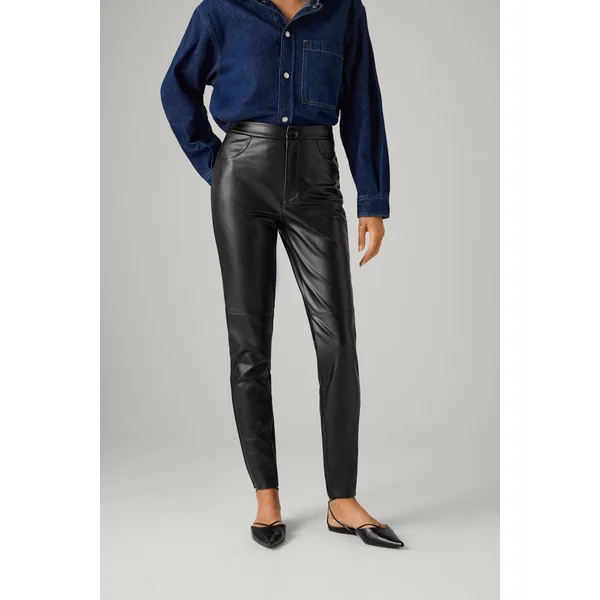 Pantalon thermique effet cuir noir