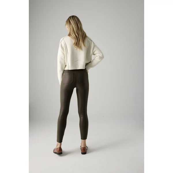 Pantalon thermique effet cuir vert bouteille