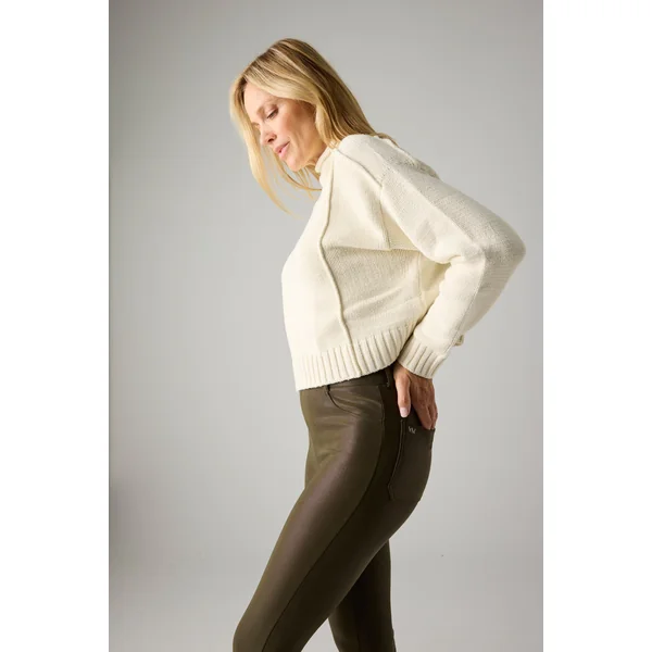 Pantalon thermique effet cuir vert bouteille