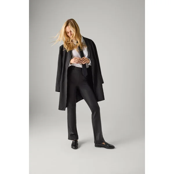 Pantalon thermique noir effet cuir coupe droite