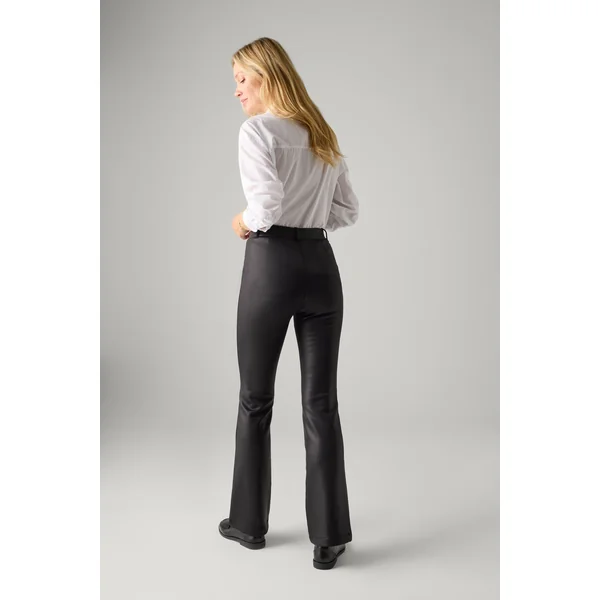 Pantalon thermique noir effet cuir coupe droite