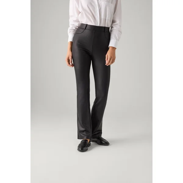Pantalon thermique noir effet cuir coupe droite