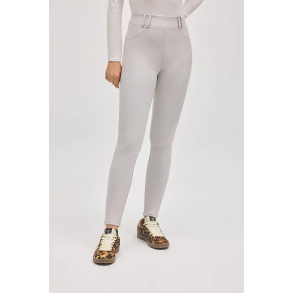 Pantalon thermique skinny ivoire stretch effet cuir