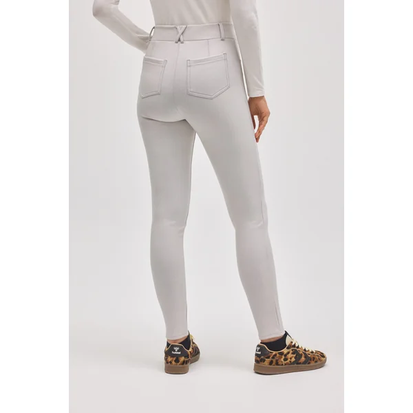 Pantalon thermique skinny ivoire stretch effet cuir