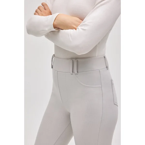 Pantalon thermique skinny ivoire stretch effet cuir