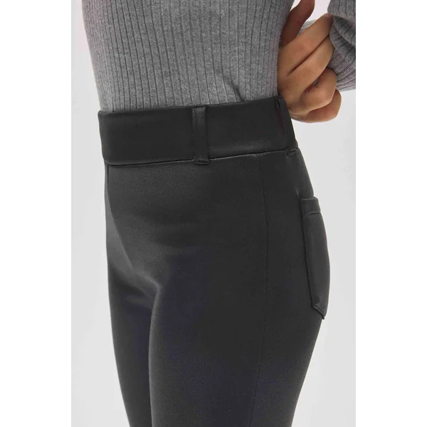 Pantalon thermique évasé noir effet cuir pour fille