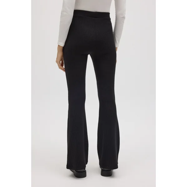 Pantalon évasé en maille côtelée noire