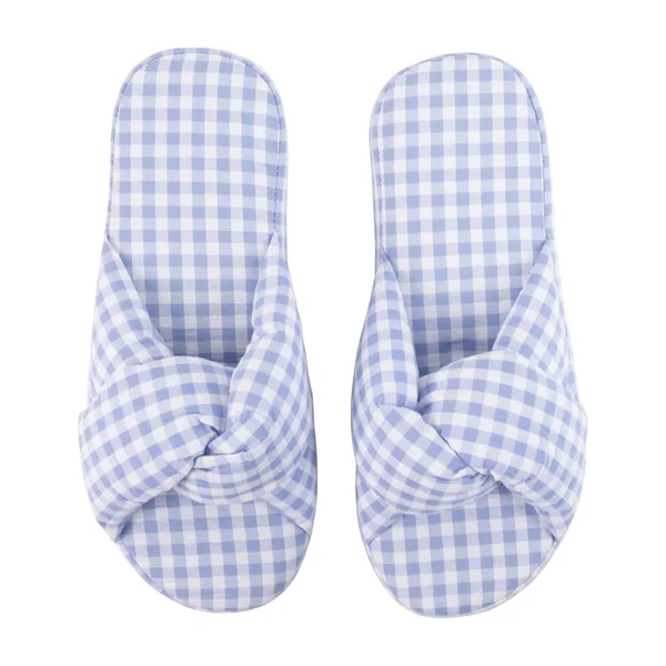 Pantoufles tressées Vichy - Bleu
