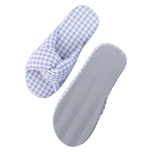 Pantoufles tressées Vichy - Bleu