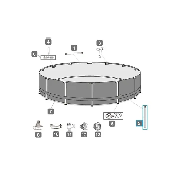 Pied vertical pour piscine Power Steel ronde - 488/549 x 122 cm (à partir de 2022)