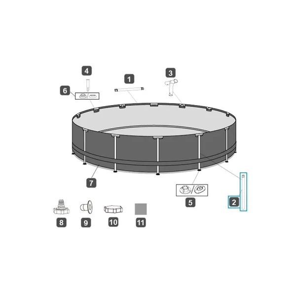 Pied vertical pour piscine Steel Pro MAX ronde - 305 x 76 cm (jusqu'en 2019)