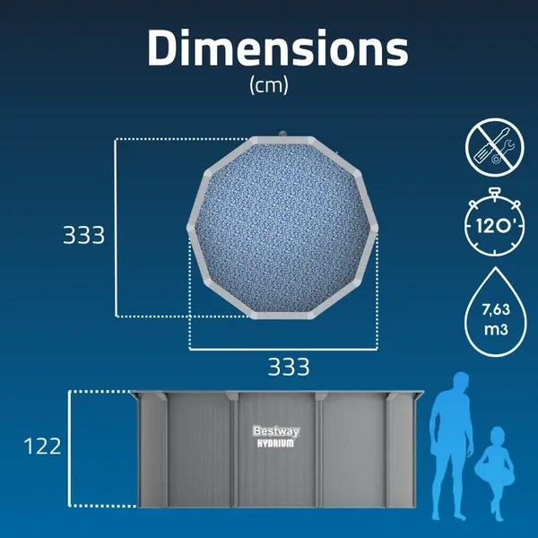 Piscine acier ronde Bestway Hydrium 300 x 120 cm gris clair