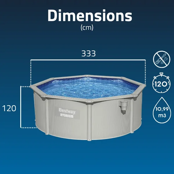 Piscine acier ronde Bestway Hydrium 360 x 120 cm gris