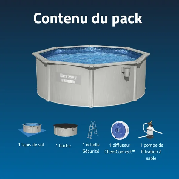 Piscine acier ronde Bestway Hydrium 360 x 120 cm gris