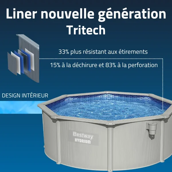 Piscine acier ronde Bestway Hydrium 360 x 120 cm gris