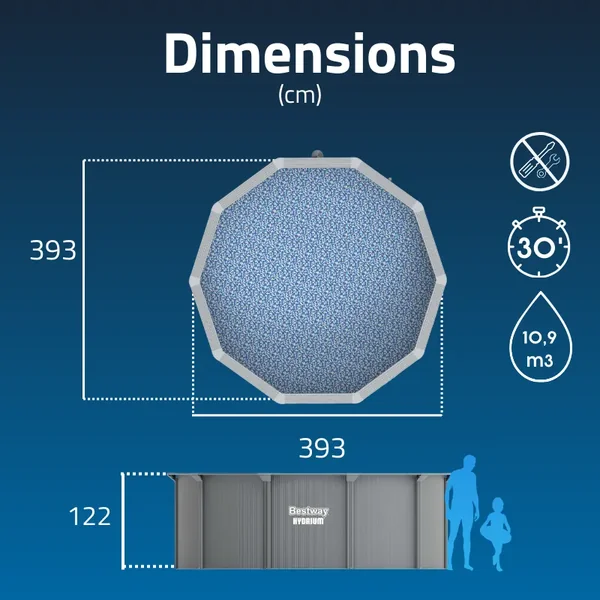 Piscine acier ronde Bestway Hydrium 366 x 122 cm gris clair