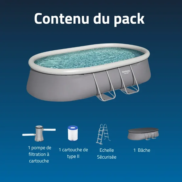 Piscine gonflable ovale Bestway Fast Set 488 x 305 x 107 cm grise