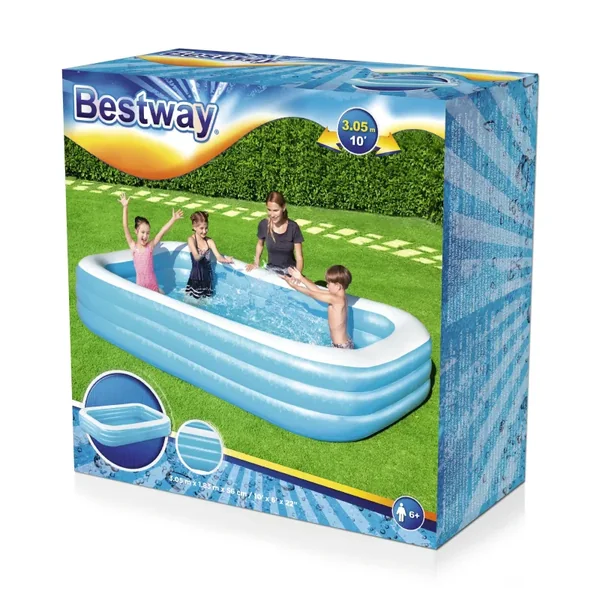 Piscine gonflable rectangulaire Bestway 305 x 183 x 56 cm bleu translucide