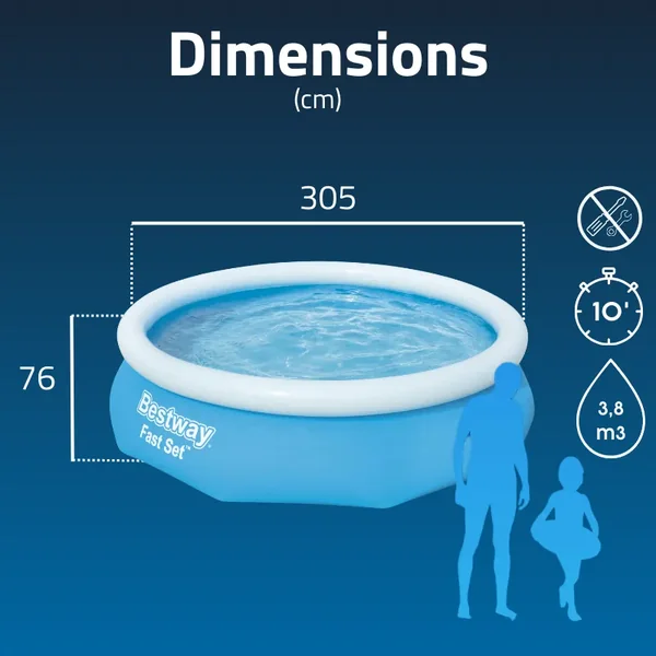 Piscine gonflable ronde Bestway Fast Set 305 x 76 cm bleu