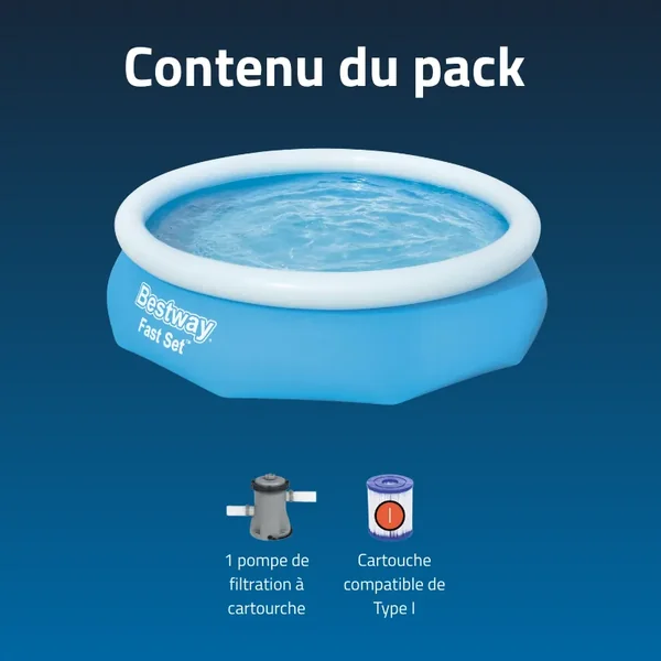 Piscine gonflable ronde Bestway Fast Set 305 x 76 cm bleu