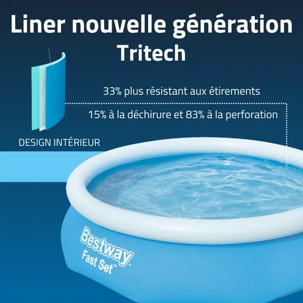 Piscine gonflable ronde Bestway Fast Set 305 x 76 cm bleu